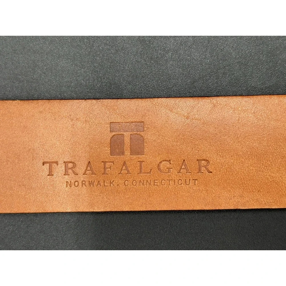 Trafalgar Men's Belt Cortina 36/90 Black Genuine Leather Silver Buckle GUC